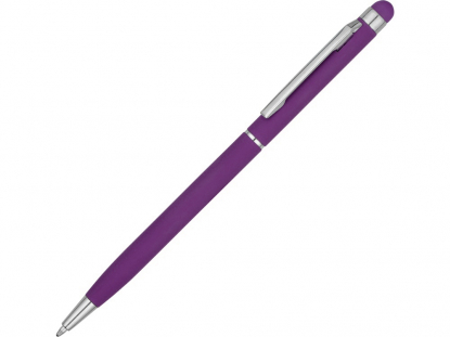 Ручка-стилус металлическая шариковая Jucy Soft soft-touch, фиолетовая