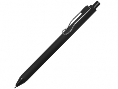 Ручка пластиковая шариковая Clip, софт-тач, черная