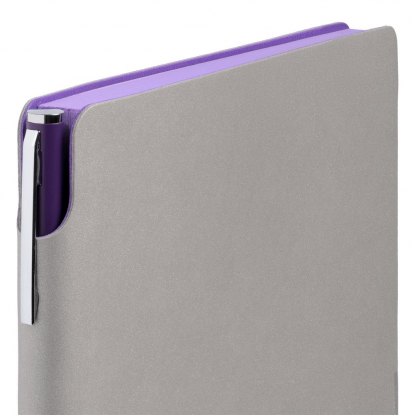 ежедневник с ручкой шариковой, серебристо-фиолетовый