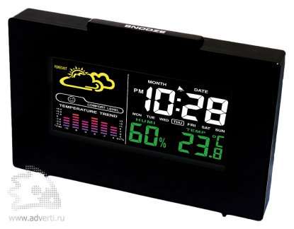 Погодная станция Муссон: часы с будильником, дата, термометр, барометр, гигрометр