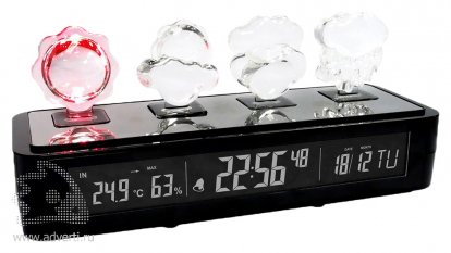 Погодная станция Гольфстрим: часы с будильником, дата, термометр, барометр, гигрометр с подсветкой