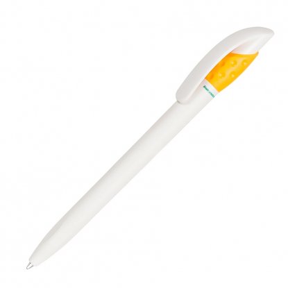 Ручка шариковая GOLF GREEN, белая с жёлтым