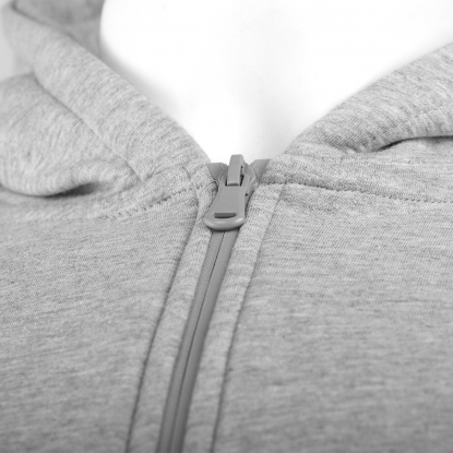 Толстовка унисекс Oversize Zip с капюшоном сэндвич, серый меланж