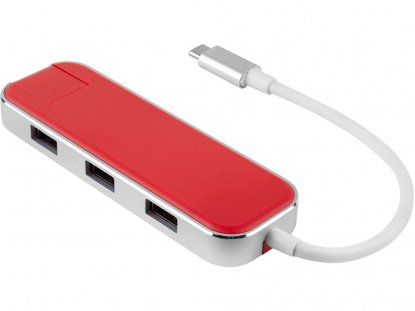 Хаб USB Type-C 3.0 Chronos, красный