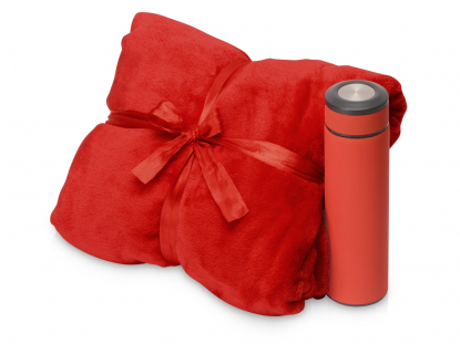 Подарочный набор Cozy hygge с пледом и термосом, красный