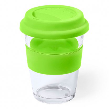Стакан DURNOX с силиконовой крышкой, прозрачный с зеленым