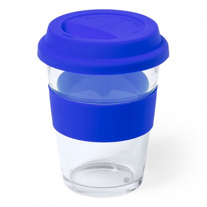Стакан DURNOX с силиконовой крышкой, прозрачный с синим