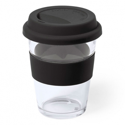 Стакан DURNOX с силиконовой крышкой, прозрачный с черным