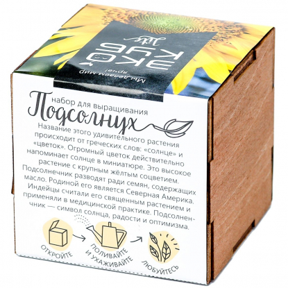 Набор для выращивания Экокуб Lite, подсолнух