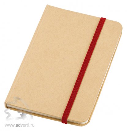 Блокнот А6 Dictum, бежевый с красной резинкой