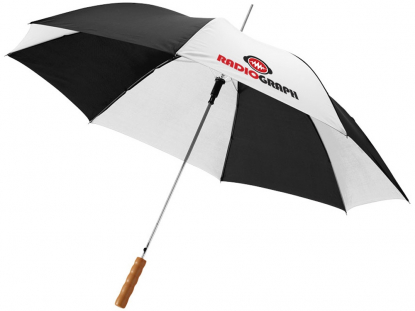 Зонт-трость Lisa, двухцветный, полуавтомат, черный, пример нанесения