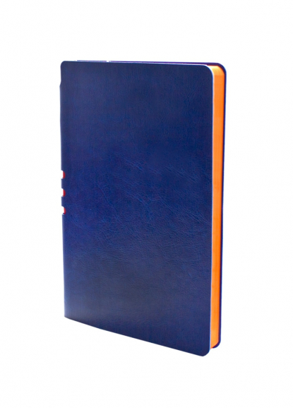 Блокнот Light book А5, синий, оранжевый обрез, вид сбоку