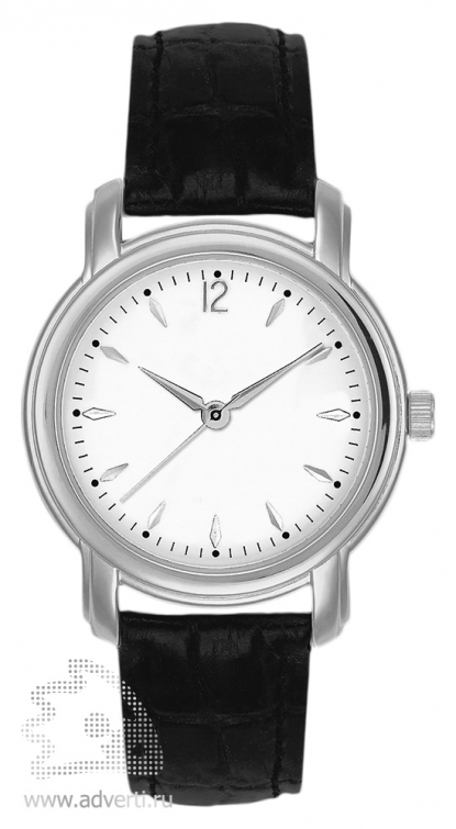 Часы наручные Женева, женские, серебряный корпус с черным ремнем