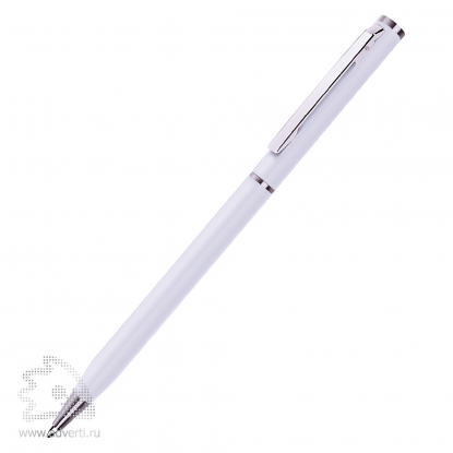 Шариковая ручка Slim Silver BeOne, бело-серебристая