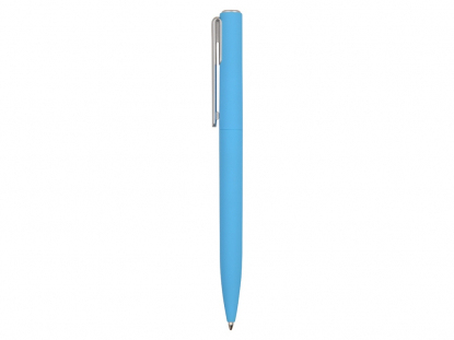 Ручка пластиковая шариковая Bon soft-touch, голубая, вид сбоку
