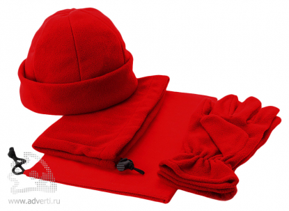 Набор Dickson: шапка, перчатки и шарф-воротник, красный