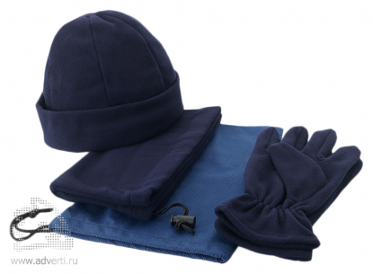 Набор Dickson: шапка, перчатки и шарф-воротник, синий