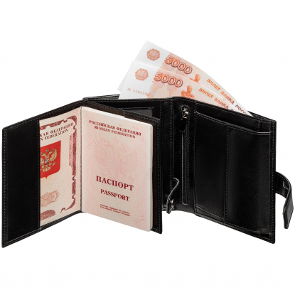 Автобумажник с отделением для паспорта CardLeone, пример использования
