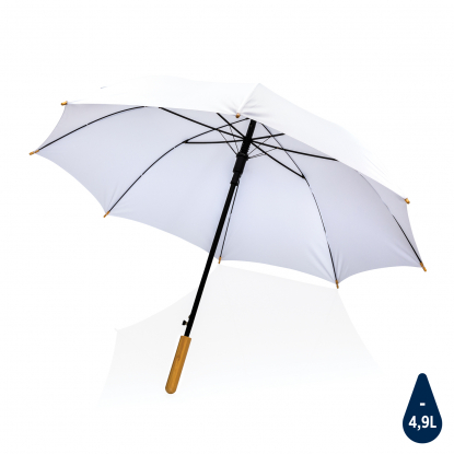 Автоматический зонт-трость с бамбуковой ручкой Impact из RPET AWARE™, d103 см, белый