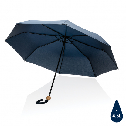 Компактный зонт Impact из RPET AWARE™ с бамбуковой ручкой, d96 см, темно-синий 