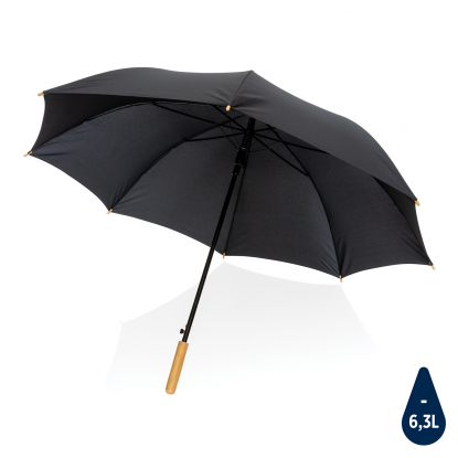 Плотный зонт Impact из RPET AWARE™ с автоматическим открыванием, d120 см, черный