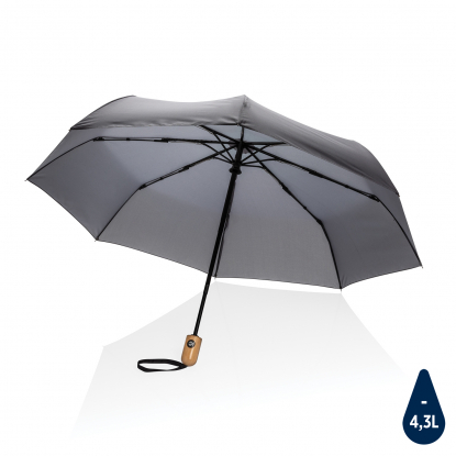 Автоматический зонт Impact из RPET AWARE™ с бамбуковой ручкой, d94 см, темно-серый