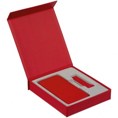 Коробка Rapture для аккумулятора 10000 мАч и флешки, красная, пример наполнения