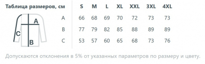 Размерная таблица дождевика Squall, мужского