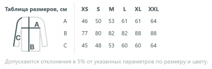 Размерная таблица дождевика Squall, женского