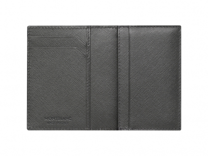 Визитница Sartorial, Montblanc, в открытом виде, чёрная снаружи, внутри тёмно-серая