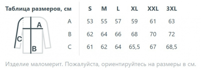 Размерная таблица куртки с подогревом Thermalli Chamonix