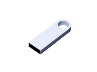 Флешка с мини чипом компактный дизайн с круглым отверстием (ver.1), белая