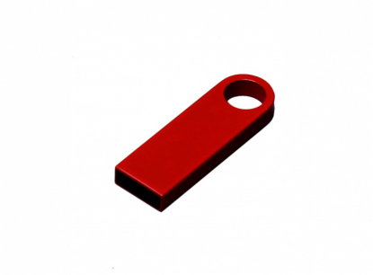 Флешка с мини чипом компактный дизайн с круглым отверстием (ver.1), красная