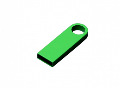 Флешка с мини чипом компактный дизайн с круглым отверстием (ver.1), зелёная