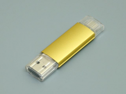 Флешка c дополнительным разъемом Micro USB 3-in-1 TypeC 3.0, золотистая