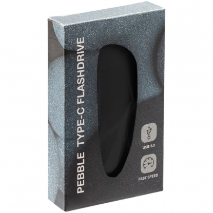 Флешка Pebble Type-C, USB 3.0, черная,  в упаковке