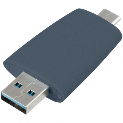 Флешка Pebble Type-C, USB 3.0, серо-синяя, вид сверху