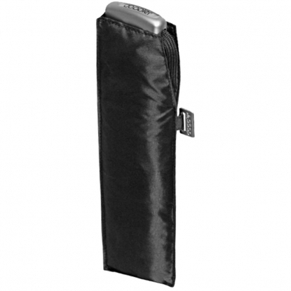 Зонт складной Carbonsteel Slim, черный, в чехле, вид сбоку