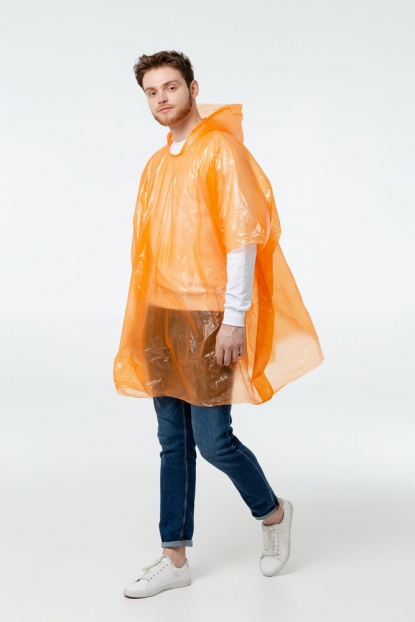 Дождевик-пончо RainProof, оранжевый, вид спереди