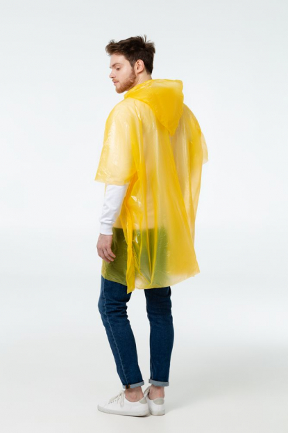 Дождевик-пончо RainProof, желтый, вид сзади