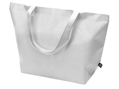 Сумка Reviver с донной складкой из нетканого переработанного материала RPET, белая