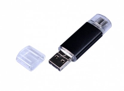 Флешка c дополнительным разъемом Micro USB 3-in-1 TypeC 3.0, чёрная