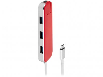 Хаб USB Type-C 3.0 Chronos, красный
