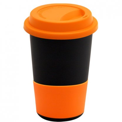Кружка Magic To Go, черная с оранжевым