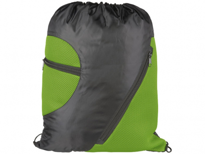 Спортивный рюкзак из сетки на молнии, светло-зелёный, вид спереди