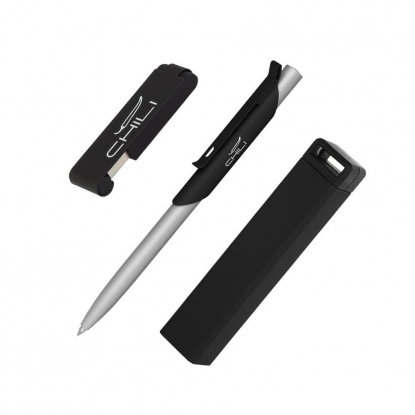Набор ручка Skil + флешка Case 8Гб + зарядное устройство Chida 2800 mAh, черный, наполнение