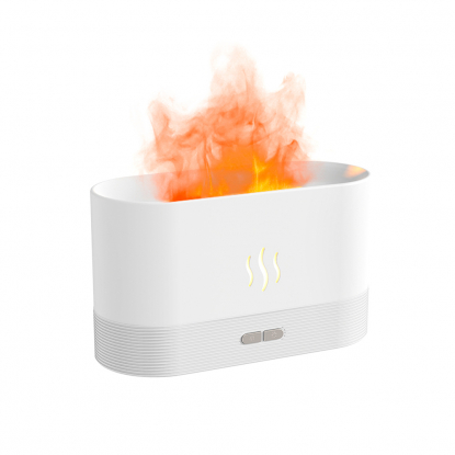 USB арома увлажнитель воздуха Flame со светодиодной подсветкой - изображением огня, белый