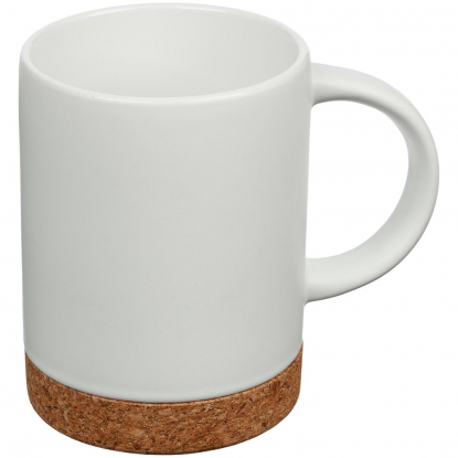 Кружка с пробковой подставкой, белая