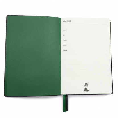 Ежедневник A5 недатированный Efemero в мягком переплёте, черный с тёмно-зеленым