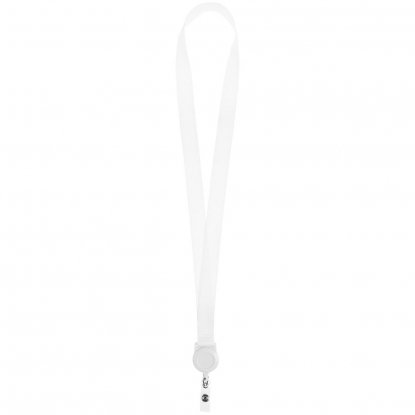 Лента для бейджа с ретрактором Retract, молочно-белая